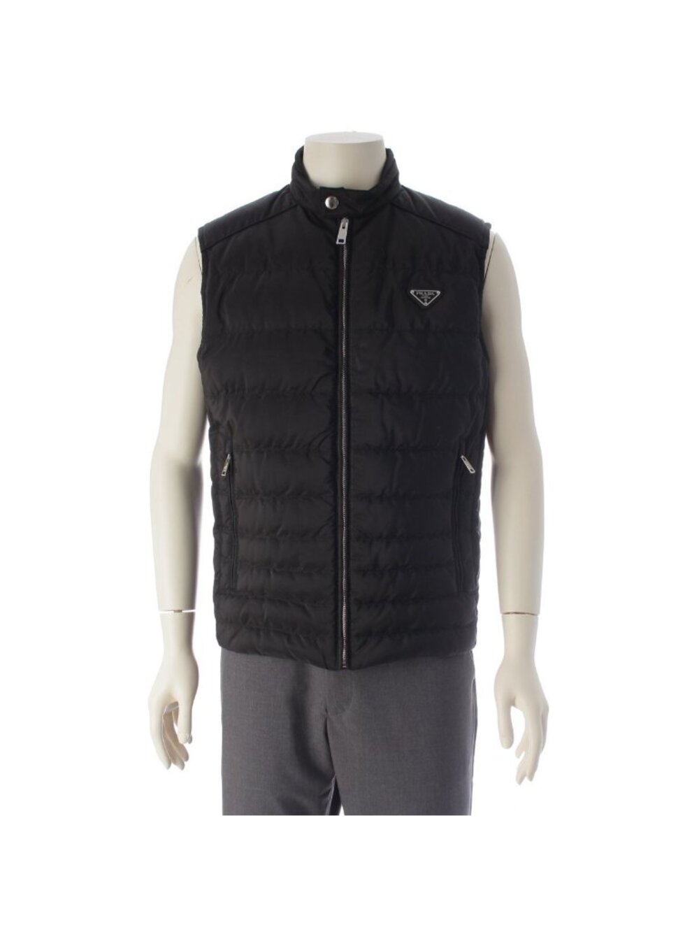 Prada Triangle Logo Down Vest Sgh 069 Black 48